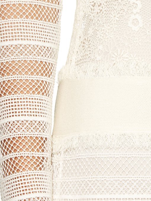 Long-sleeved multi macramé-lace dress | Burberry Prorsum ...
