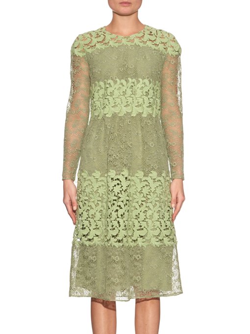 Long-sleeved floral-lace and macramé dress | Burberry Prorsum ...
