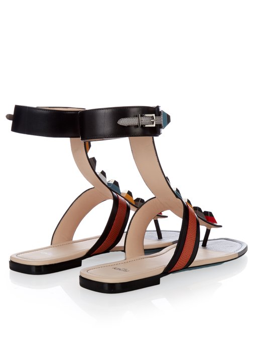 Rainbow stud-embellished leather sandals | Fendi | MATCHESFASHION UK