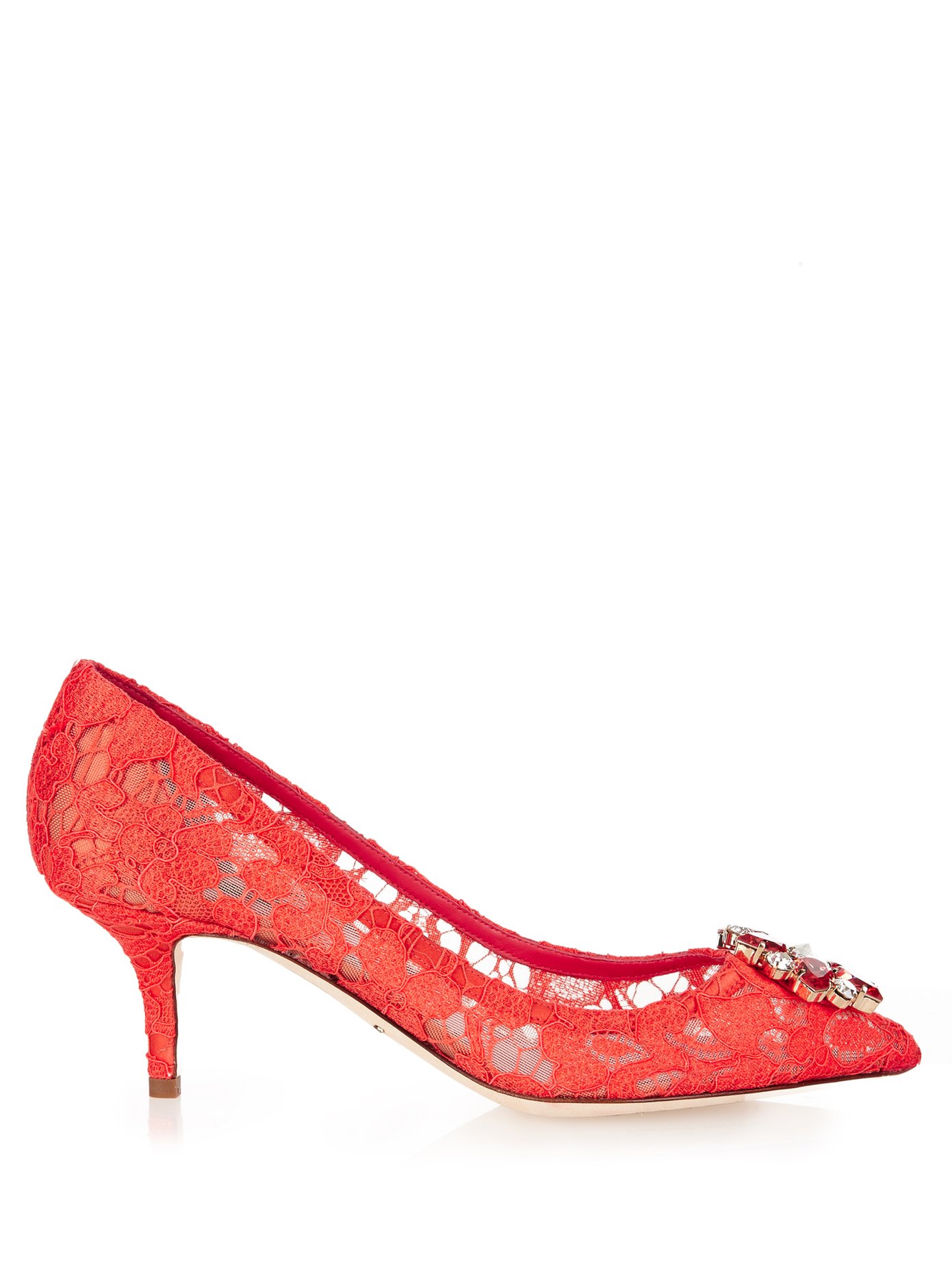 dolce & gabbana bellucci embellished lace pumps