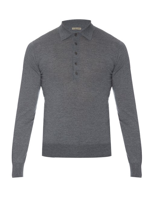 Long-sleeved merino-wool polo shirt | Bottega Veneta | MATCHESFASHION UK