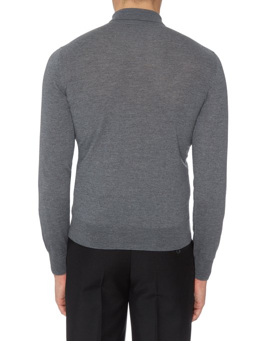 Long-sleeved merino-wool polo shirt | Bottega Veneta | MATCHESFASHION UK