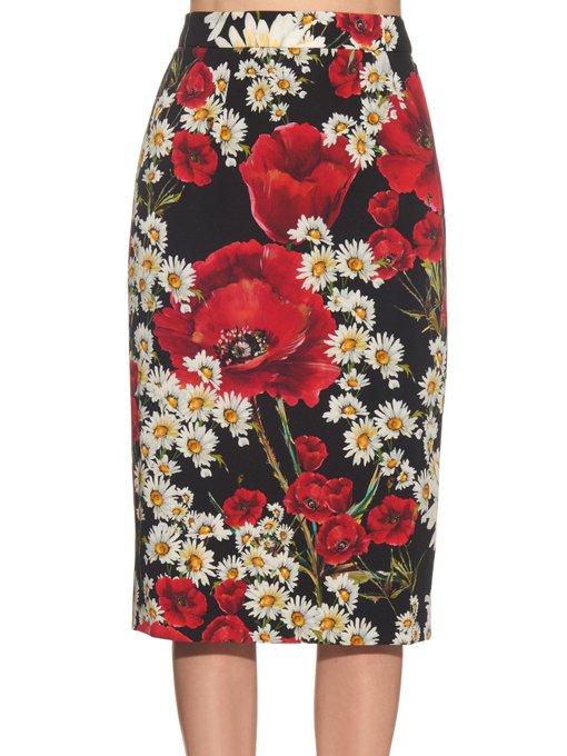 Poppy And Daisy Print Pencil Skirt Dolce And Gabbana Matchesfashion Uk