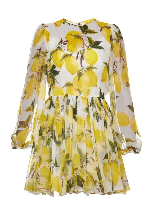 Lemon-print silk-chiffon mini dress | Dolce & Gabbana | MATCHESFASHION US