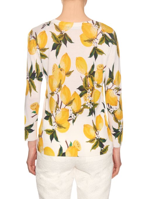 DOLCE & GABBANA Lemon-Print Cashmere And Silk-Blend Sweater