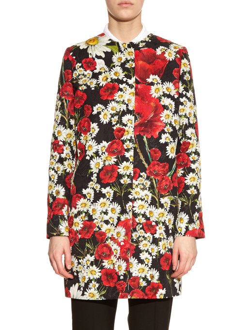Poppy-print collarless coat | Dolce & Gabbana | MATCHESFASHION.COM US