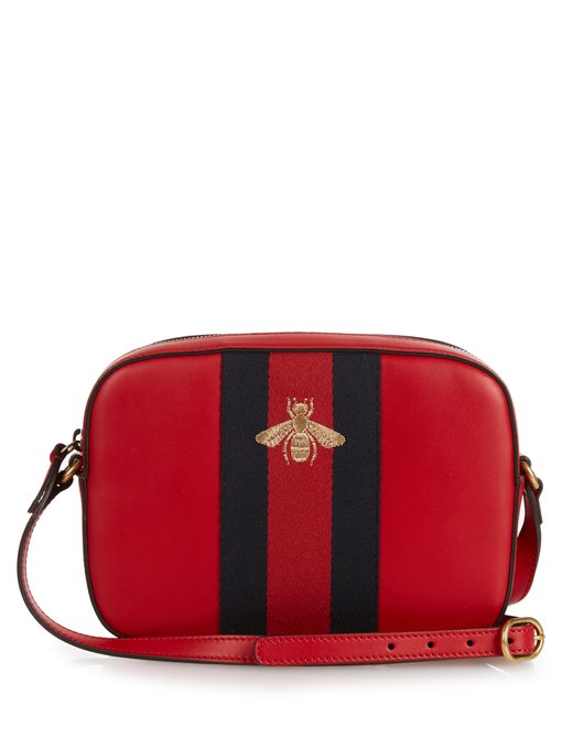 Bee-embroidered leather cross-body bag | Gucci | MATCHESFASHION UK