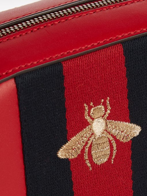 Bee-embroidered leather cross-body bag | Gucci | MATCHESFASHION US