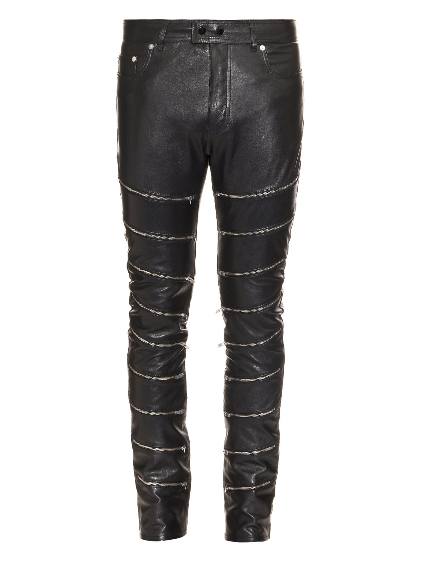 zip leather trousers