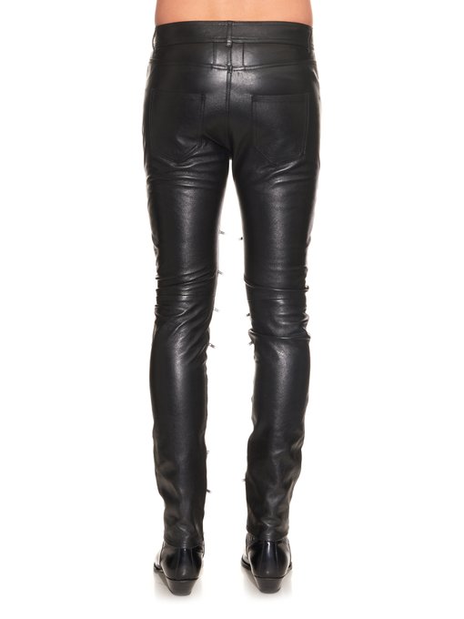 zip leather trousers