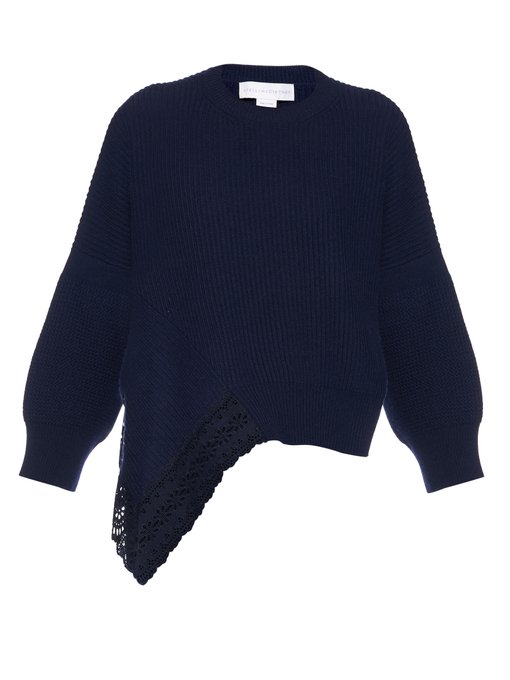 Lace-insert wool, silk and cashmere-blend sweater | Stella McCartney ...