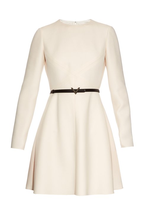 Long-sleeved wool and silk-blend crepe dress | Valentino ...