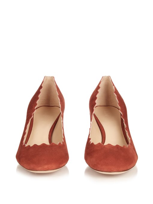 Lauren scallop-edged block-heel suede pumps | Chloé | MATCHESFASHION US