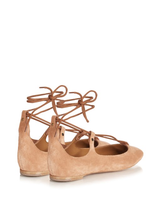 Lace Up Suede Ballet Flats Chloé Matchesfashion Us