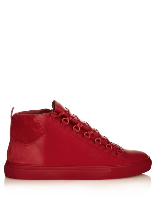 red leather trainers