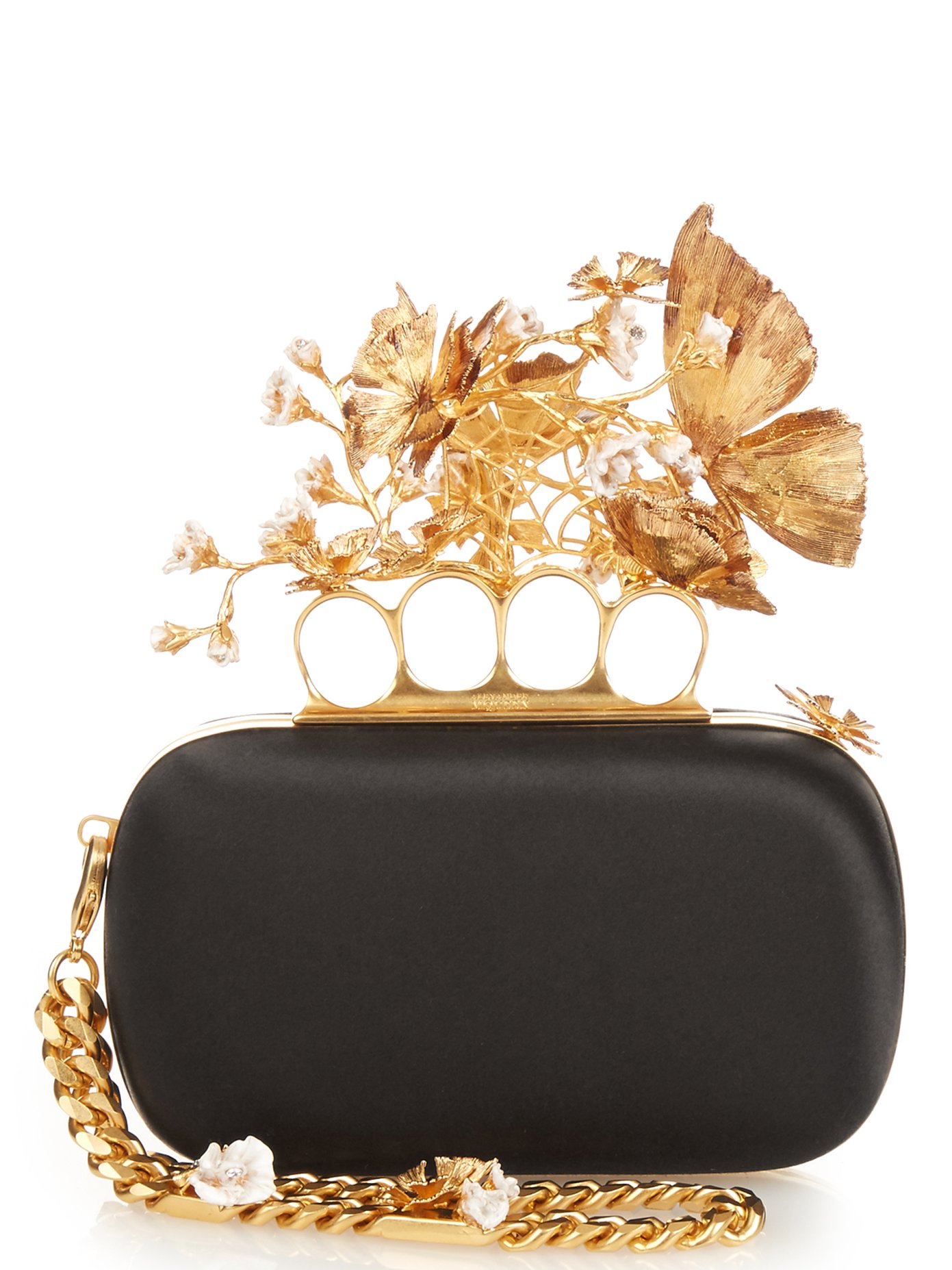Butterfly Knuckle-duster satin clutch 