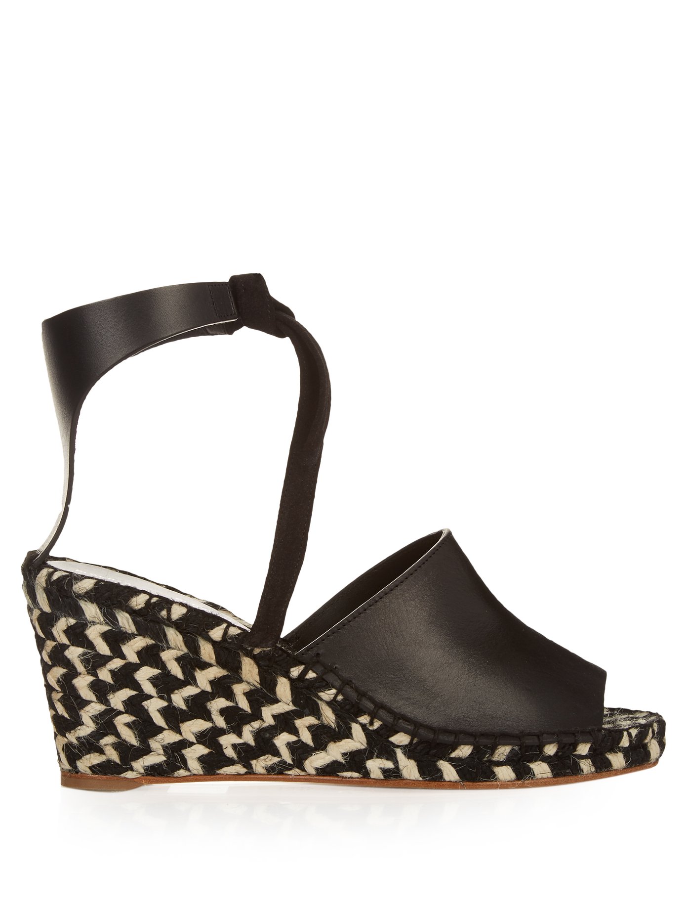 Striped-wedge leather espadrilles 
