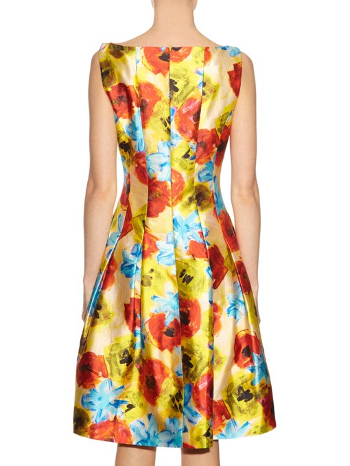 Floral-print silk-blend mikado dress | Oscar De La Renta ...