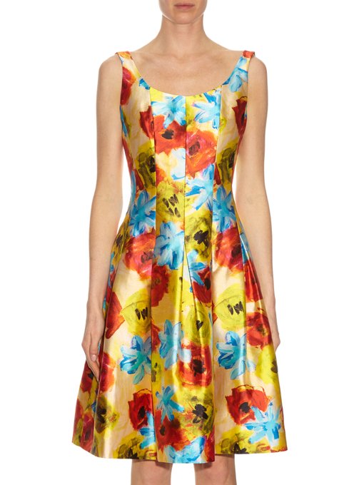 Floral-print silk-blend mikado dress | Oscar De La Renta ...