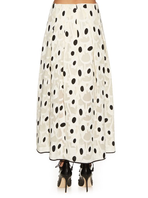 OSCAR DE LA RENTA Fil Coupé Silk-Blend Midi Skirt in Cream | ModeSens