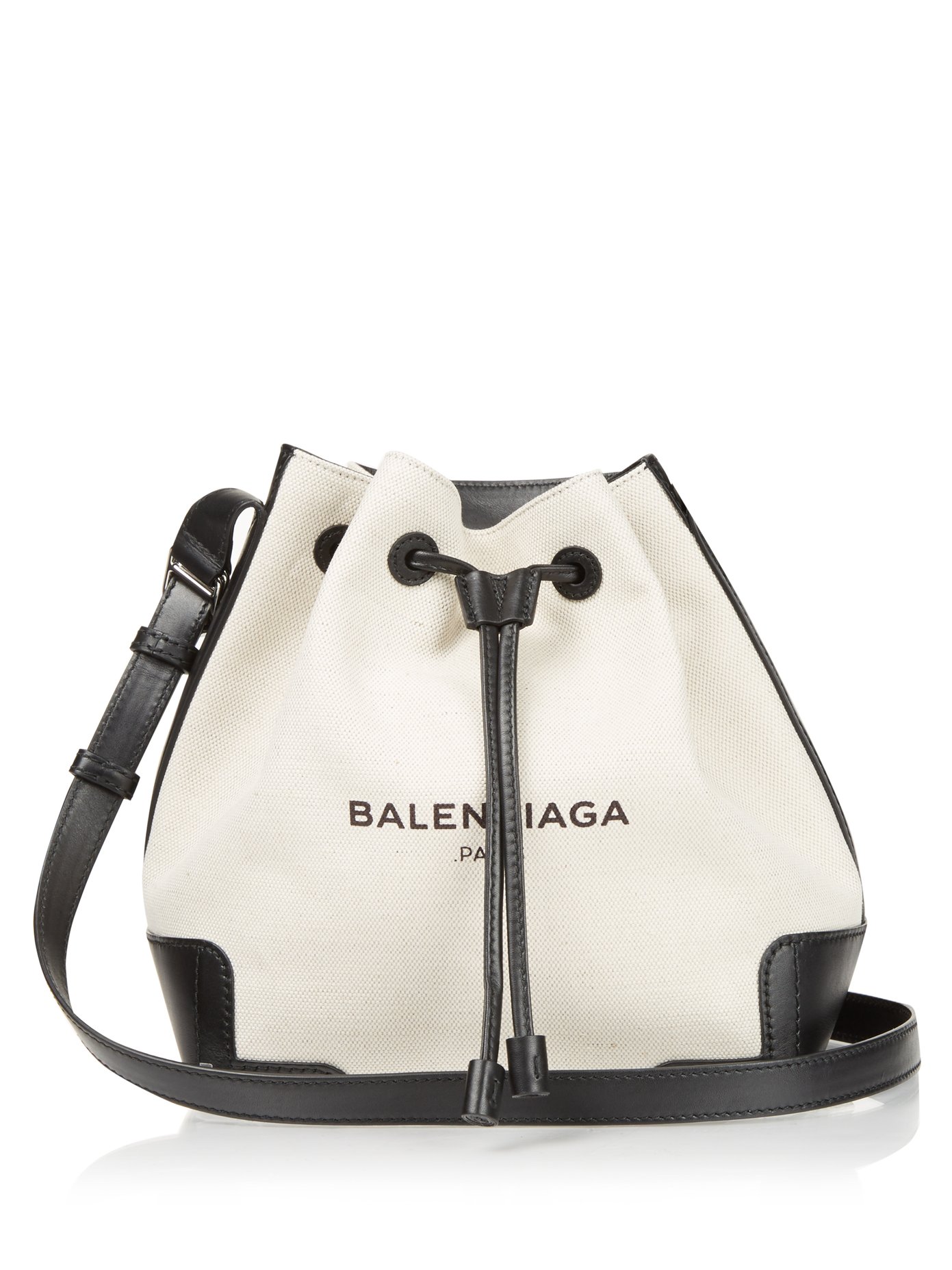 Canvas and leather bucket bag 