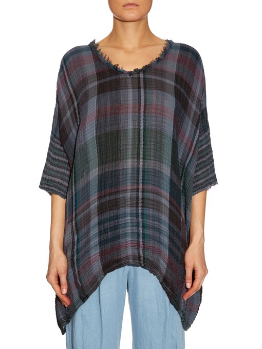 Checked cotton-gauze T-shirt | Raquel Allegra | MATCHESFASHION UK