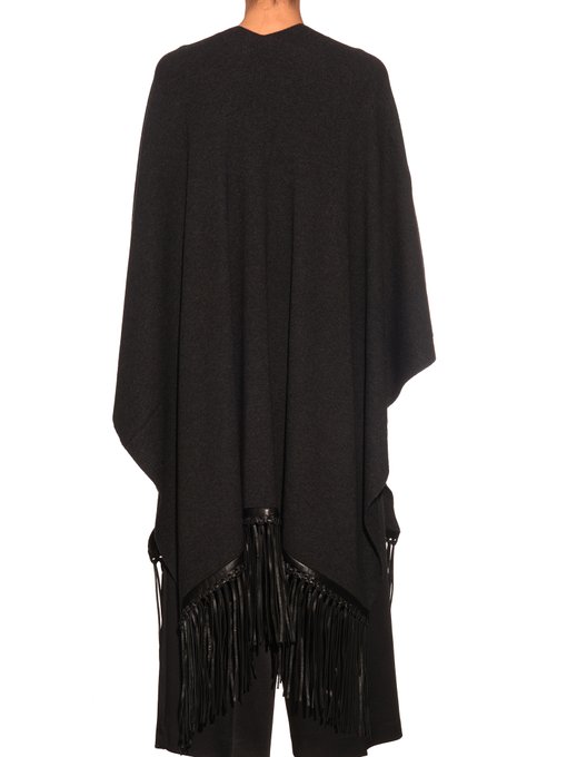 Fringed-leather wool and cashmere-blend poncho | Vince | MATCHESFASHION US