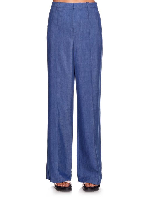 High-rise wide-leg chambray trousers | Vince | MATCHESFASHION US