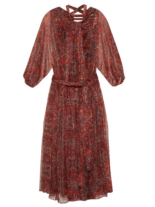 Empire palmette-print silk-chiffon midi dress | Zimmermann ...