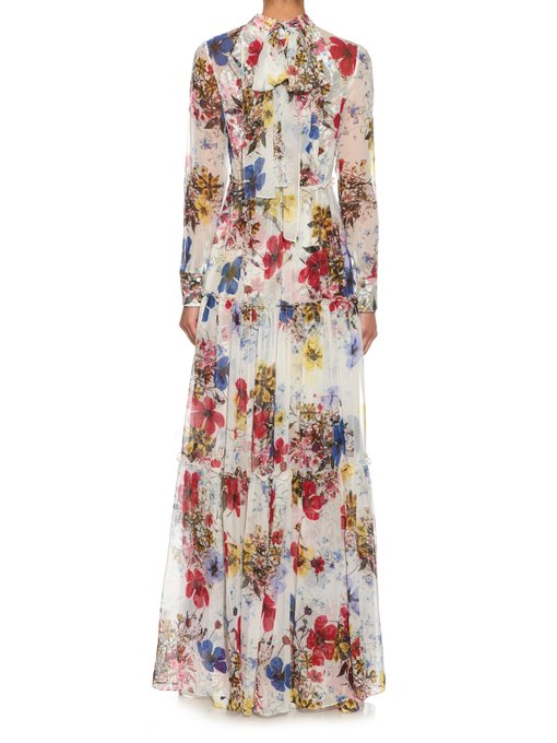 Long-sleeved Carmel Flora-print silk-chiffon gown | Erdem ...