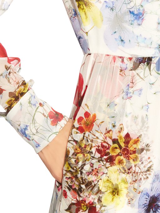 Devika long-sleeved Carmel Flora-print dress | Erdem | MATCHESFASHION US