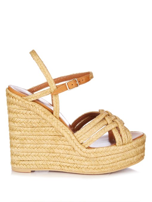 Cognac espadrille wedge sandals | Saint Laurent | MATCHESFASHION UK