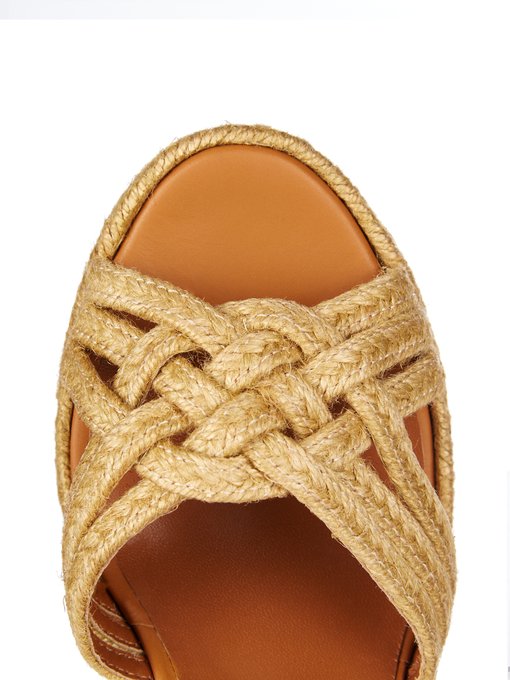 Cognac espadrille wedge sandals | Saint Laurent | MATCHESFASHION UK
