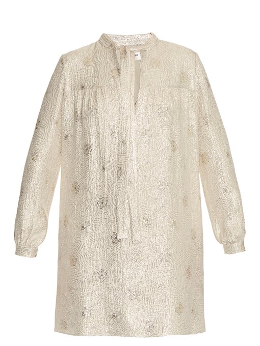 Self-tie neck silk-blend jacquard dress | Saint Laurent | MATCHESFASHION UK