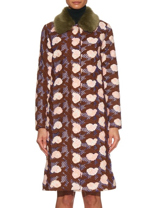 Marie faux-fur collar crochet coat | Shrimps | MATCHESFASHION.COM UK