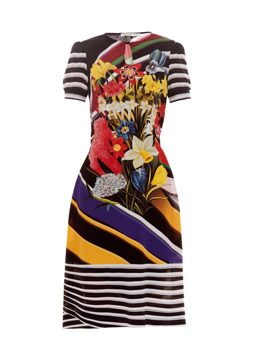 Vitta Stripe Bouquet-print dress | Mary Katrantzou | MATCHESFASHION US