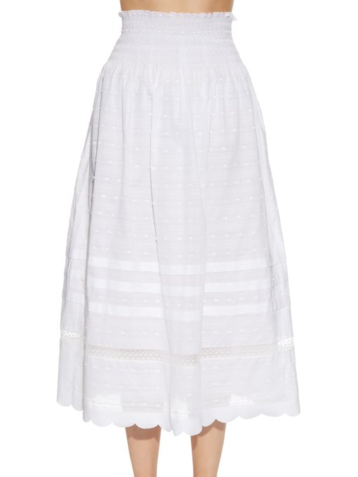 Smock-waist cotton-batiste skirt | REDValentino | MATCHESFASHION.COM US