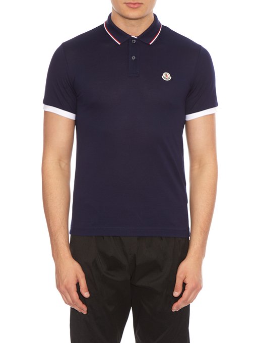 Short-sleeved cotton-piqué polo shirt | Moncler | MATCHESFASHION UK