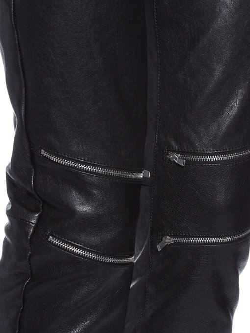 leather trousers with zips on knee