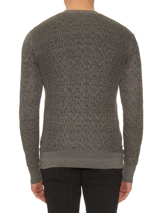 Distressed-effect linen and cotton-blend cardigan | John Varvatos ...