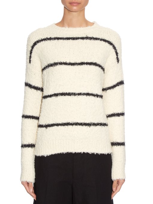 Striped cotton-blend bouclé-knit sweater | Brunello Cucinelli ...