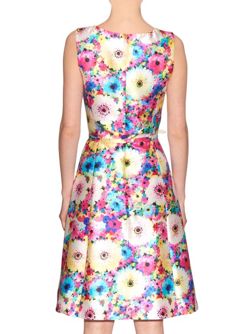 Dhalia-print silk and cotton-blend dress | Oscar De La Renta ...