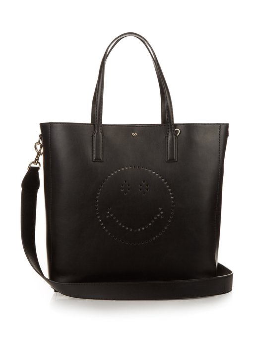 ANYA HINDMARCH Smiley Featherweight Ebury Leather Tote