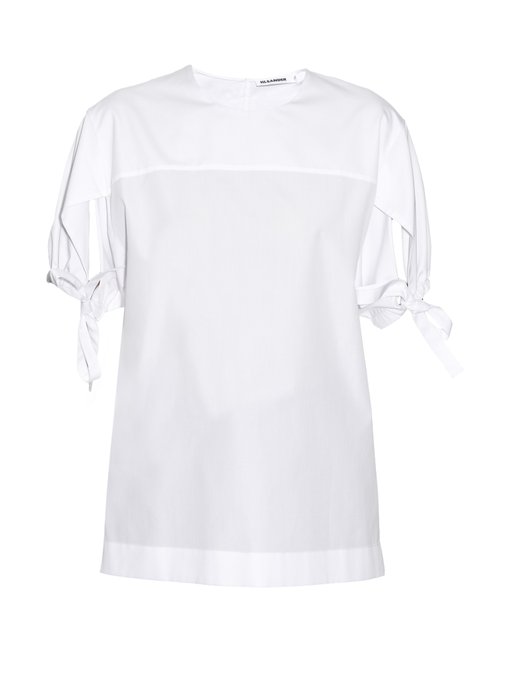 Tie-sleeve cotton-poplin top | Jil Sander | MATCHESFASHION US