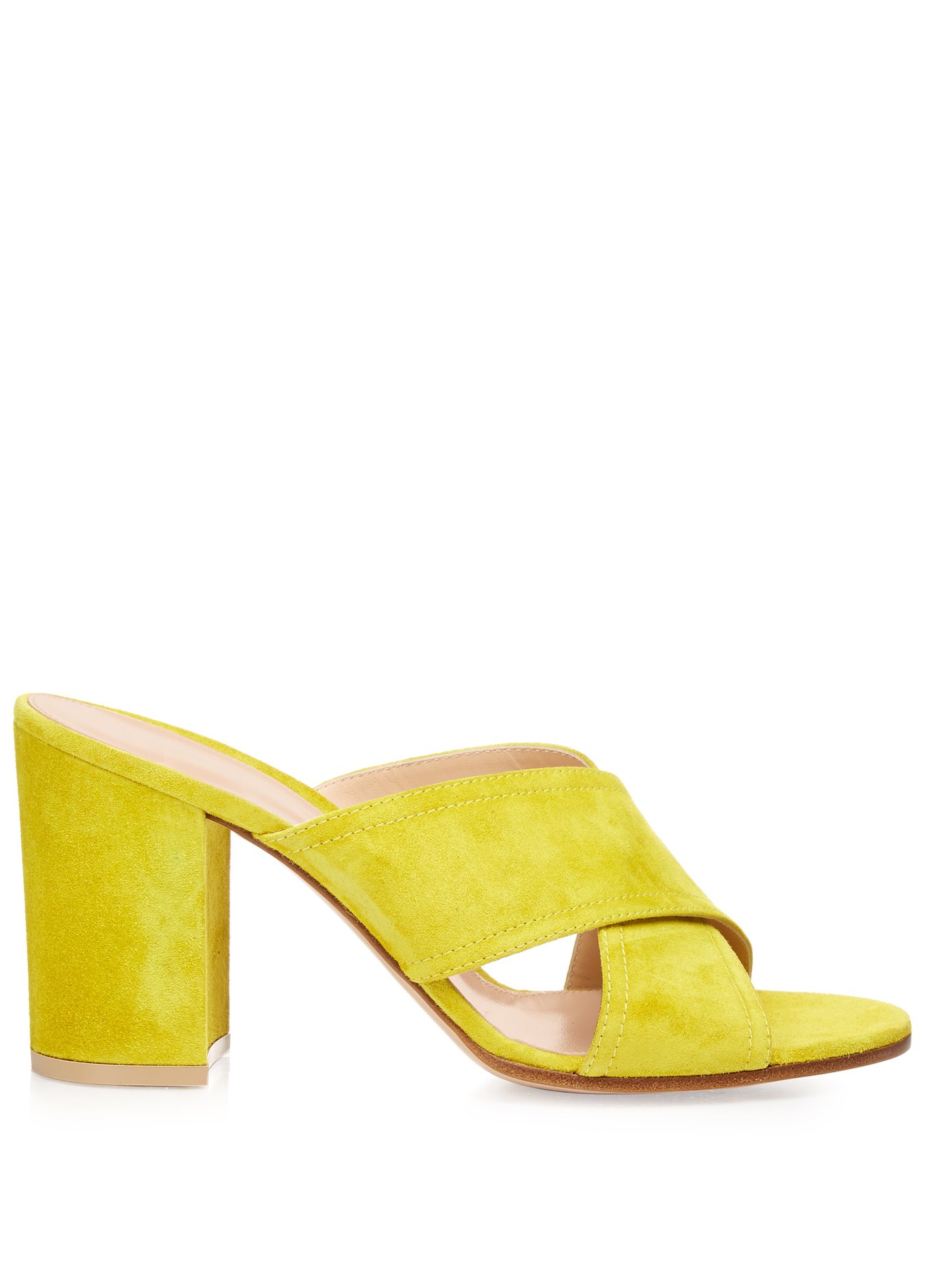 yellow suede mules