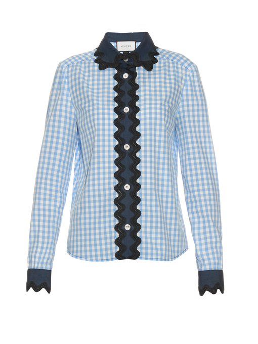 Denim-panelled gingham shirt | Gucci | MATCHESFASHION US