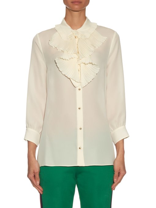 Ruffle-trimmed silk blouse | Gucci | MATCHESFASHION UK