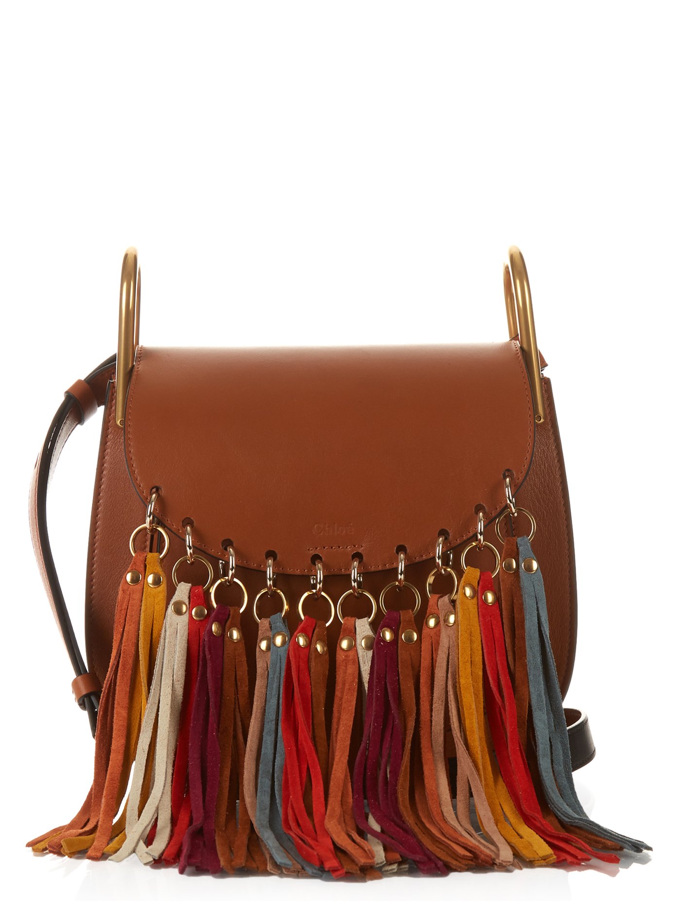 tan suede tassel bag