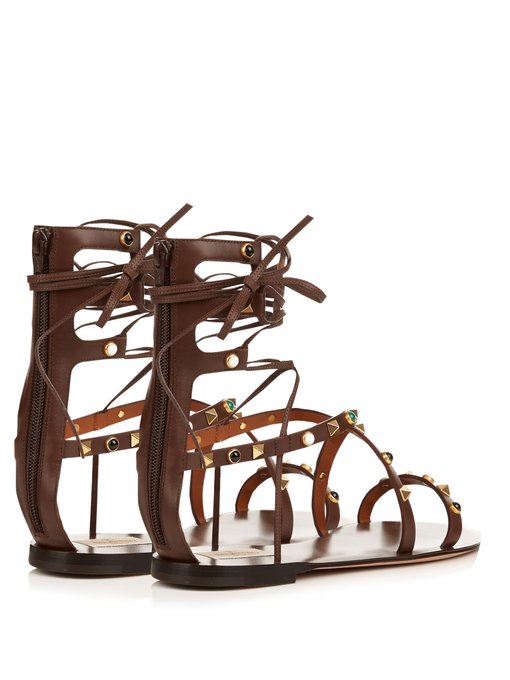 Rolling Rockstud leather gladiator sandals | Valentino Garavani ...