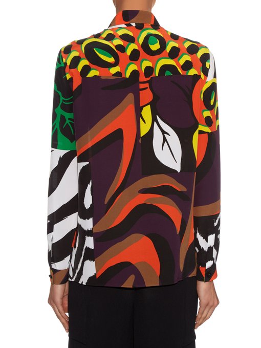 Multicoloured camouflage silk shirt | Versace | MATCHESFASHION UK